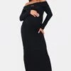 Prettylittlething Maternity Black Brushed Rib Maxi Skirt