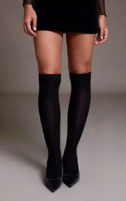 Prettylittlething Black Cotton Knee High Socks