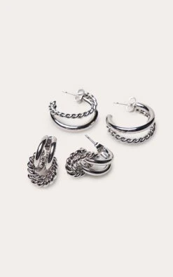 Prettylittlething Twisted Hoop & Door Knocker Multipack -FRAME Clothing Shop 68b7c36236387afd17eb79dd45b11d63622bff59 CNO5006 3 twisted hoop and door knocker multipack