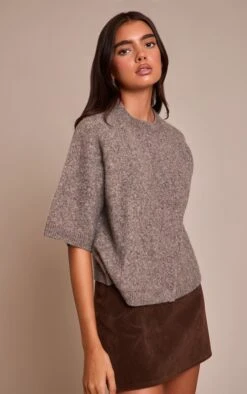 Taupe Soft Knit Short Sleeve Cardigan -FRAME Clothing Shop 68ecbbcb98ad191020fc9608024eb9ca68d5c2b5 CNN9468 4 taupe soft knit short sleeve cardigan