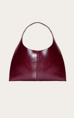 Prettylittlething Burgundy Pu Circle Handle Shoulder Bag