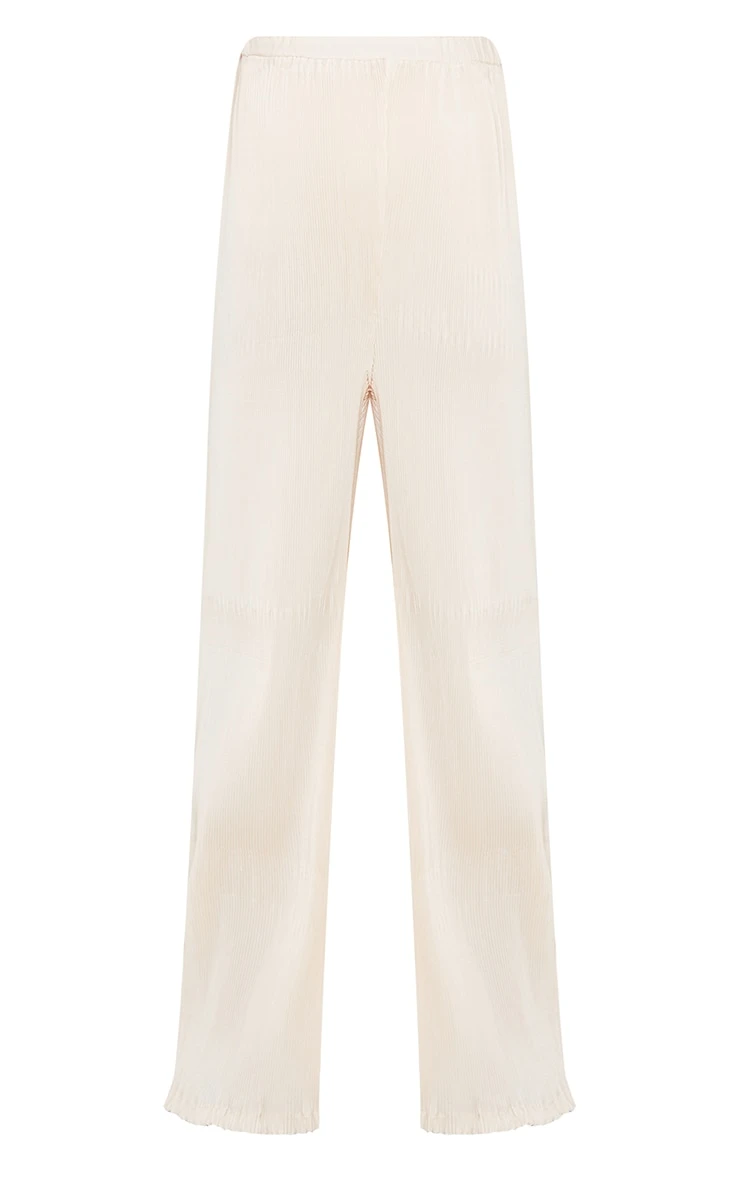 PrettyLittleThing Maternity Cream Plisse High Waisted Wide Leg Trousers 5 PrettyLittleThing Maternity Cream Plisse High Waisted Wide Leg Trousers - Image 5