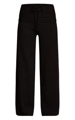 Prettylittlething Black Rib Soft Knit Fold Over Pant -FRAME Clothing Shop 6ddebe11e4b9309bd11e2f3437e8fb5163984b2c CNN7188 5 black rib soft knit fold over trouser