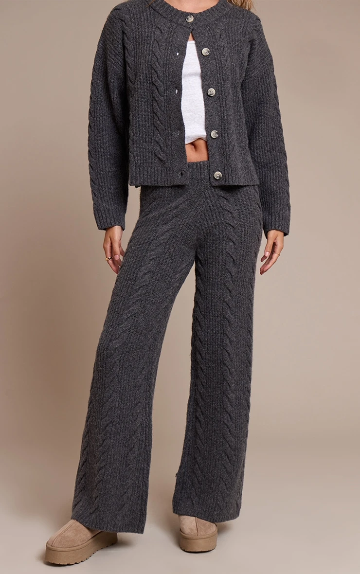 Charcoal Cable Knit Pants 2 Charcoal Cable Knit Pants - Image 2