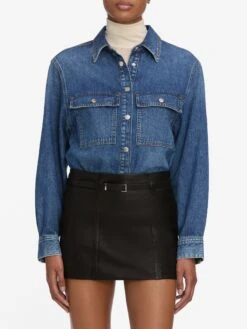 The Long Sleeve Hi-Low Shirt -- Wander -FRAME Clothing Shop 7016216 WAND WF25LSK002 BLK 4613 shirt front image