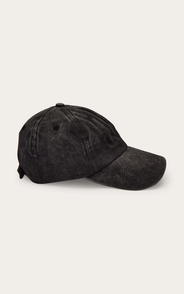 PrettyLittleThing Black Washed Denim Unstructured Curved Bill Dad Hat 2 PrettyLittleThing Black Washed Denim Unstructured Curved Bill Dad Hat - Image 2