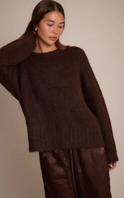 Chocolate Rib Detail Oversized Sweater