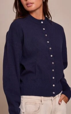 Prettylittlething Navy Compact Knit Cardigan -FRAME Clothing Shop 73ab724d258a26c7b0791bd0992e58cdfb6c124d CNN7214 4 navy compact knit cardigan