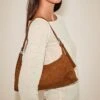 PrettyLittleThing Tan Faux Suede Rectangular Adjustable Shoulder Bag