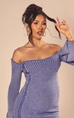 PrettyLittleThing Maternity Blue Two-Tone Knit Contrast Corset Detail Mini Dress -FRAME Clothing Shop 7619139936b449c892f50900506a6ff18bcf1adc cna1549 4