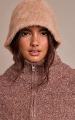Prettylittlething Camel Shaggy Fur Bucket Hat