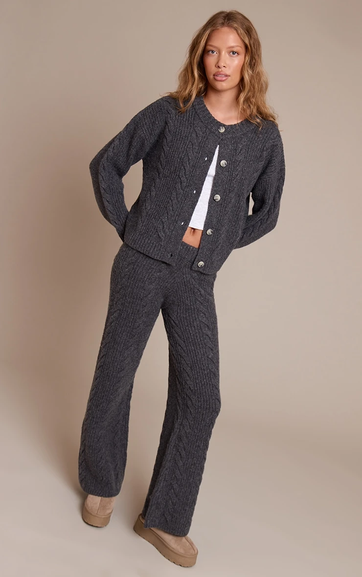 Charcoal Cable Knit Pants 1 Charcoal Cable Knit Pants