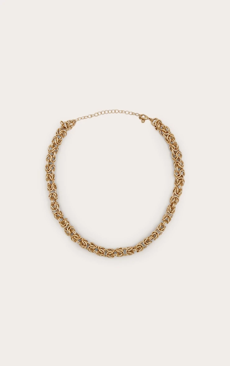 Gold Recycled Steel Double Link Layered Chain Necklace - Bold Minimalist Jewelry 2 Gold Recycled Steel Double Link Layered Chain Necklace - Bold Minimalist Jewelry - Image 2