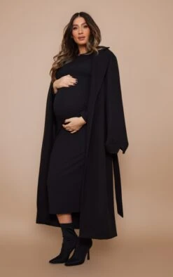Prettylittlething Maternity Black Ribbed Long Sleeve Midi Dress -FRAME Clothing Shop 78e6d7edd88a8f09cf79591f685eb2739bf24967 cnd0089 3