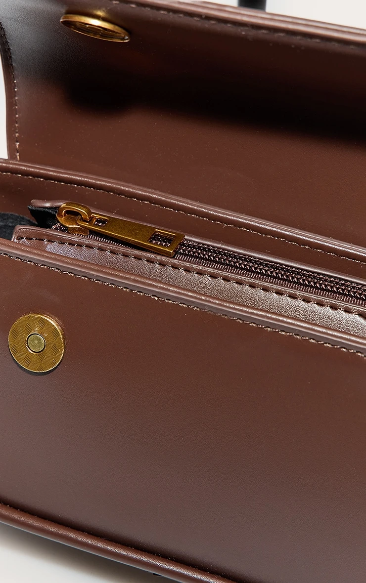 PrettyLittleThing Chocolate PU Skinny Elongated Shoulder Bag - Chic Minimalist Brown Handbag 4 PrettyLittleThing Chocolate PU Skinny Elongated Shoulder Bag - Chic Minimalist Brown Handbag - Image 4