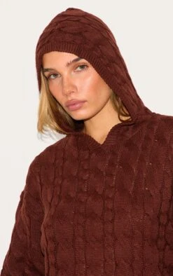 PrettyLittleThing Chocolate Brown Cable Knit – Oversized Hooded Knit Sweater 8 PrettyLittleThing Chocolate Brown Cable Knit – Oversized Hooded Knit Sweater -FRAME Clothing Shop 7e050c4df5f24fcc8944670d2aec385a8e14f796 CNJ2096 4 chocolate cable knit oversized hoodie