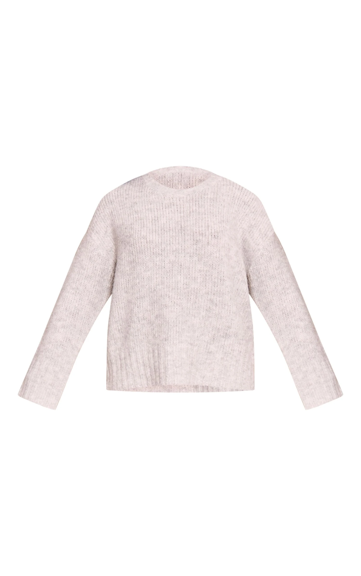 Light Grey Rib Detail Oversized Sweater – Textured Ribbed Knit Cropped Boxy Fit - Image 5