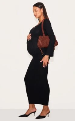 PrettyLittleThing Maternity Black Knitted Scoop Neck Midaxi Dress – Long Sleeve Bodycon Knit -FRAME Clothing Shop 85f7ab6b148d7190974f81f51075a882688d8cd6 cng3812 3