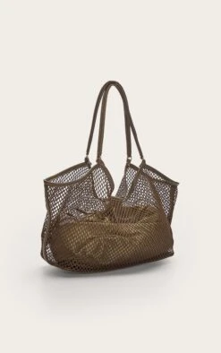 PrettyLittleThing Olive Green Fishnet Mesh Shoulder Bag - Slouchy Tote with Inner Pouch -FRAME Clothing Shop 8604b7592b0aaedf9736677b2e370d1402361941 CNN7973 3 olive fishnet shoulder bag with inner pouch