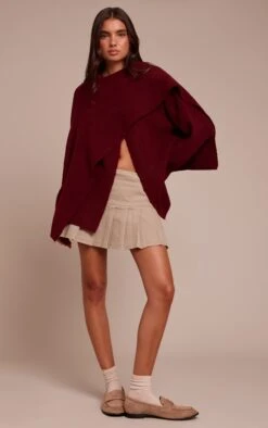 Burgundy Scarf Detail Soft Knit Sweater -FRAME Clothing Shop 863cbbc51a4dbc891fbf57b82ee3d2a59011e91c CNN9694 3 burgundy scarf detail soft knit jumper