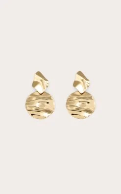Prettylittlething Gold Abstract Disc Statement Earrings