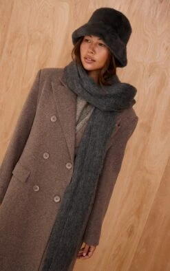 Prettylittlething Charcoal Faux Fur Bucket Hat