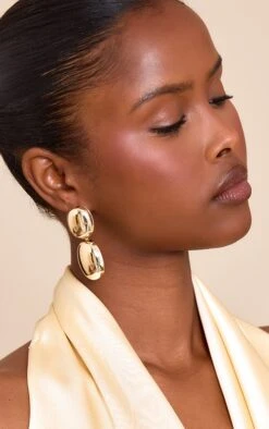 Prettylittlething Gold Pebble Statement Earrings