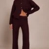 Chocolate Plum Cable Knit Pants
