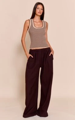 Brown Scooped Neck Striped Rib Knit Vest -FRAME Clothing Shop 89d4091850db58b8cab460d9c7e462739acafcc9 CNO2525 3 brown scooped neck striped ribbed vest