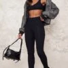 Prettylittlething Black Knitted Split Hem Flare Pants