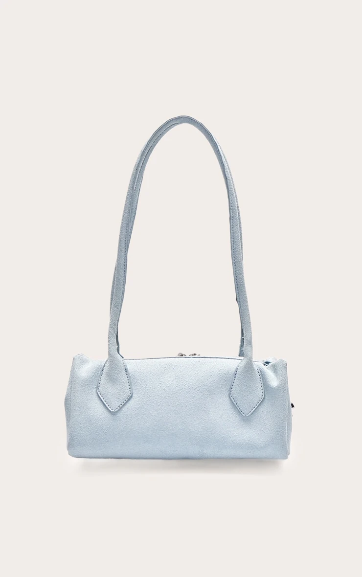 PrettyLittleThing Powder Blue Faux Suede Structured Bowler Shoulder Bag 1 PrettyLittleThing Powder Blue Faux Suede Structured Bowler Shoulder Bag