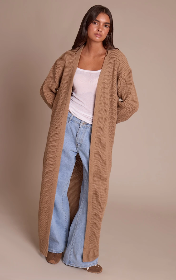 Taupe Maxi Knitted Cardigan 3 Taupe Maxi Knitted Cardigan - Image 3