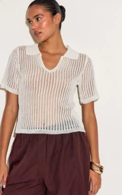 White V Neck Filagree Polo Top 8 White V Neck Filagree Polo Top -FRAME Clothing Shop 8d7aab078d061ad75885450fa624b9e89cd7bb76 CNO2523 4 white v neck filagree polo top