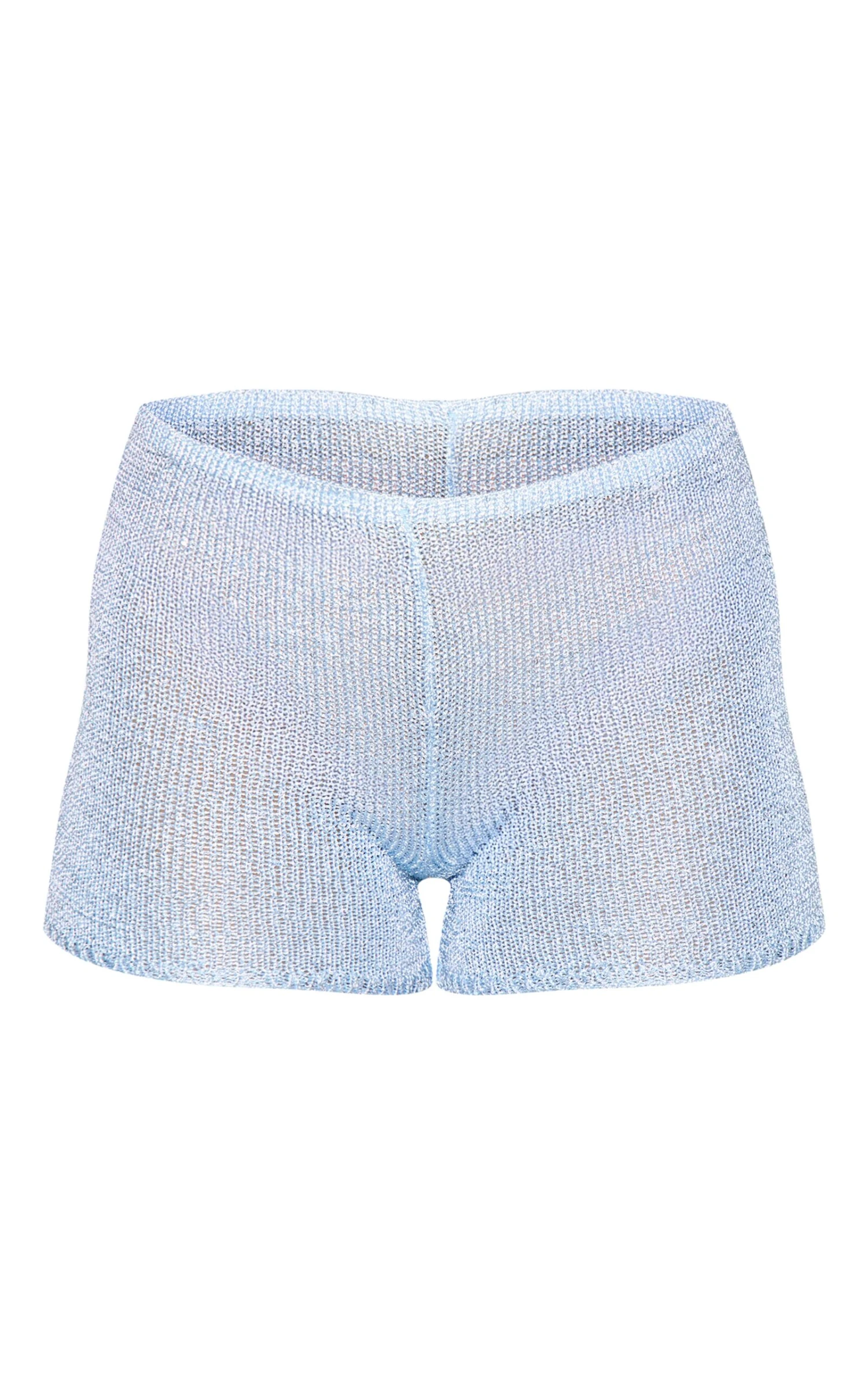Prettylittlething Blue Sequin Knit Short 6 Prettylittlething Blue Sequin Knit Short - Image 6