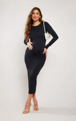 Prettylittlething Maternity Black Long Sleeve Sculpt Luxe Midaxi Dress -FRAME Clothing Shop 9030c55a73c0e1fcb0b57605acbf7c9fec34e3ce cnd3249 3