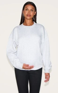 Prettylittlething Maternity Grey Marl Basic Ultimate Sweatshirt