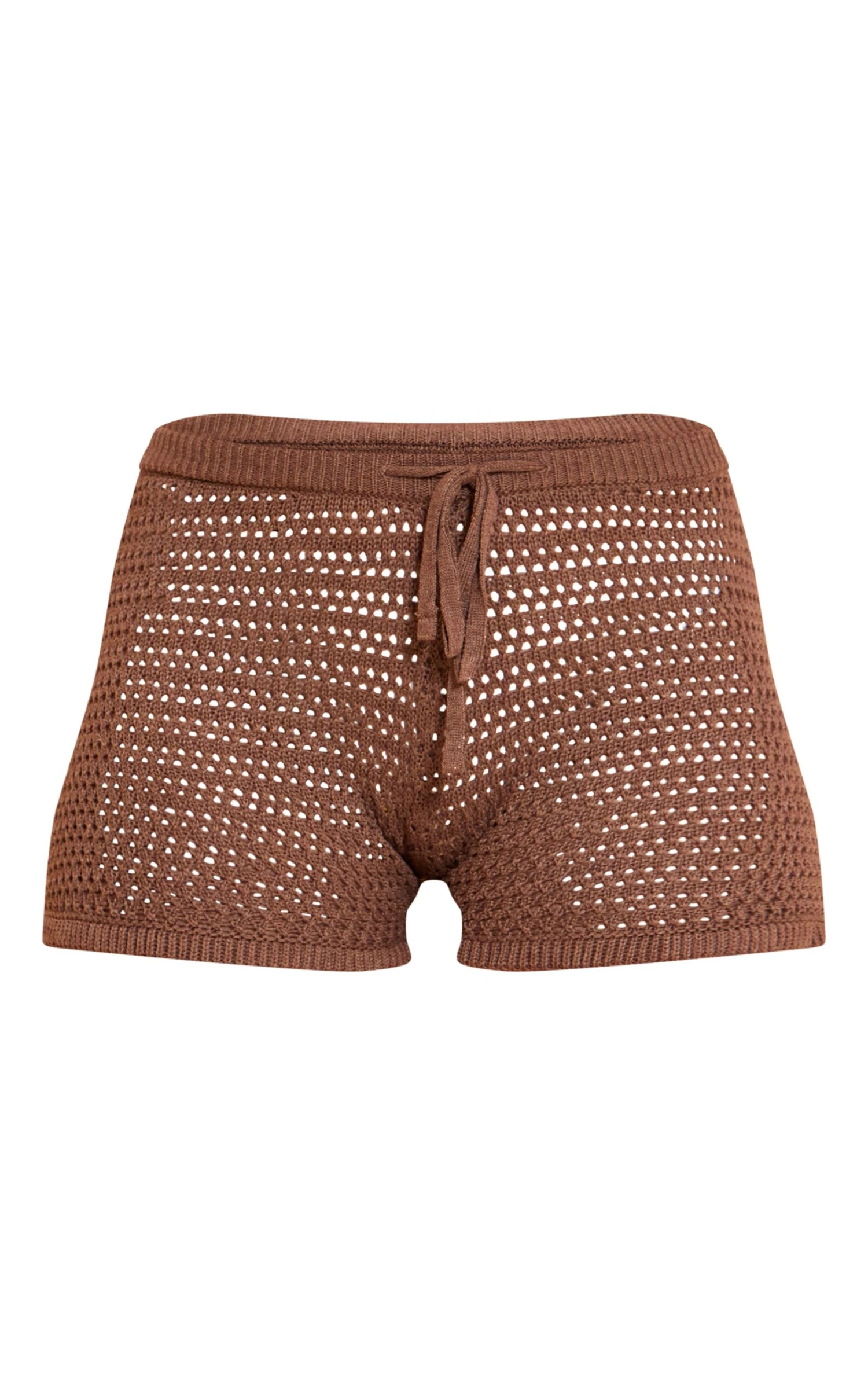 Prettylittlething Mocha Fine Crochet Knit Drawstring Shorts 6 Prettylittlething Mocha Fine Crochet Knit Drawstring Shorts - Image 6