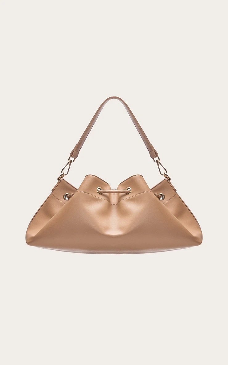 PrettyLittleThing Tan Soft PU Drawstring Shoulder Bag – Chic Minimalist Small Handbag 4 PrettyLittleThing Tan Soft PU Drawstring Shoulder Bag – Chic Minimalist Small Handbag - Image 4