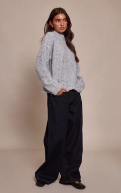 Grey Marl Oversized Crew Neck Long Sleeve Knit Sweater -FRAME Clothing Shop 95c1038c8983d6e43a0872fa8e49d4242335013e CNN9679 3 grey marl oversized jumper