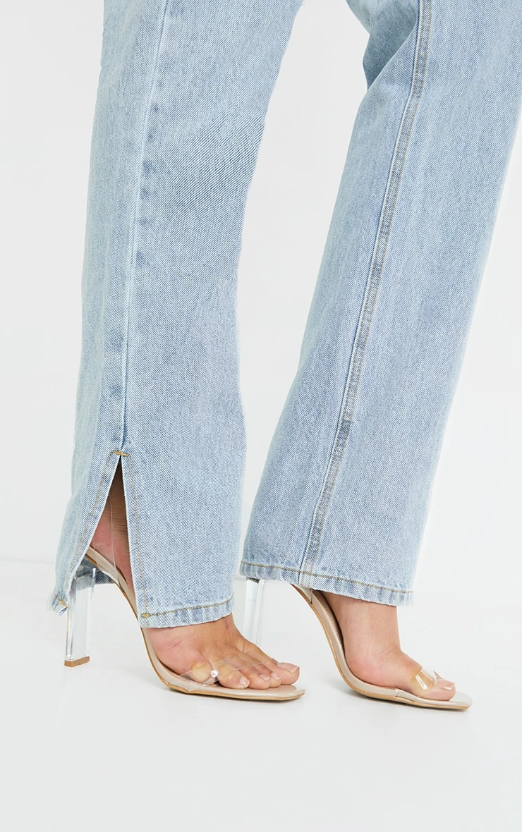 Prettylittlething Maternity Light Blue Wash Split Hem Jeans 4 Prettylittlething Maternity Light Blue Wash Split Hem Jeans - Image 4