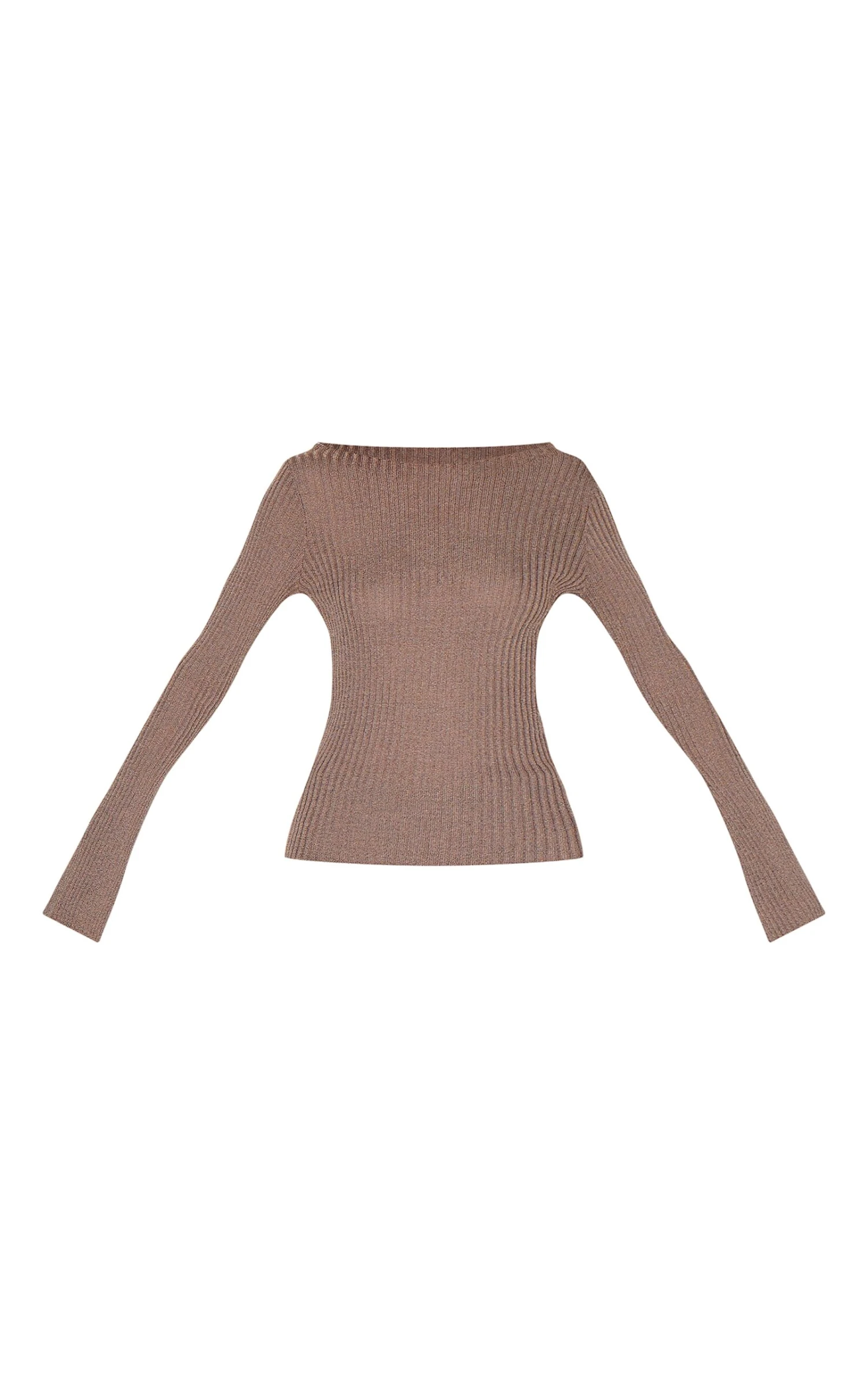 Prettylittlething Mocha Rib Knit Long Sleeve Top 5 Prettylittlething Mocha Rib Knit Long Sleeve Top - Image 5