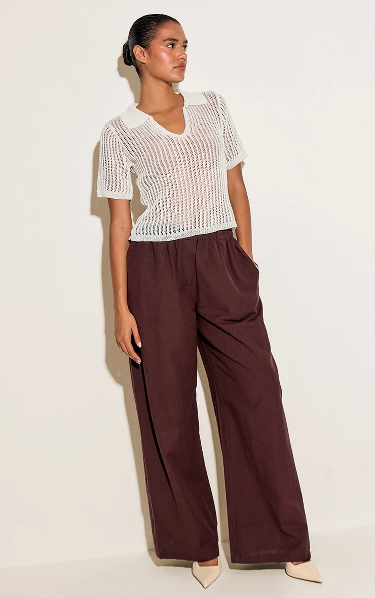 White V Neck Filagree Polo Top 3 White V Neck Filagree Polo Top - Image 3