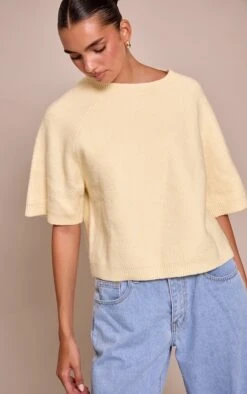 Prettylittlething Lemon Soft Knit T-shirt