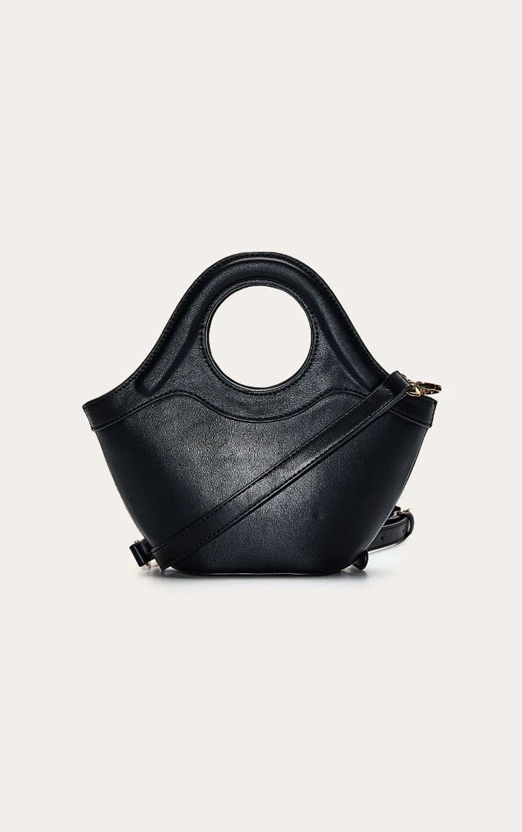 PrettyLittleThing Black Crescent Cross Body Bag – Sleek Faux Leather with Circular Handle 2 PrettyLittleThing Black Crescent Cross Body Bag – Sleek Faux Leather with Circular Handle - Image 2