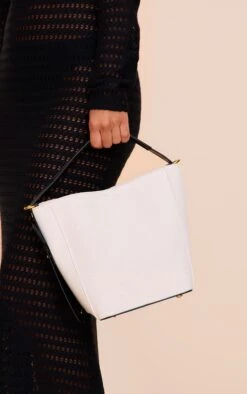 Prettylittlething Natural PU Buckle Strap Bucket Bag