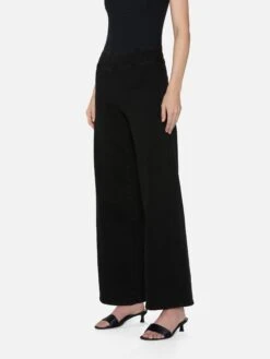 The Jetset Slim Palazzo -- Sheen Noir -FRAME Clothing Shop JSLSP631 SHNO 0835 jeans front angled image