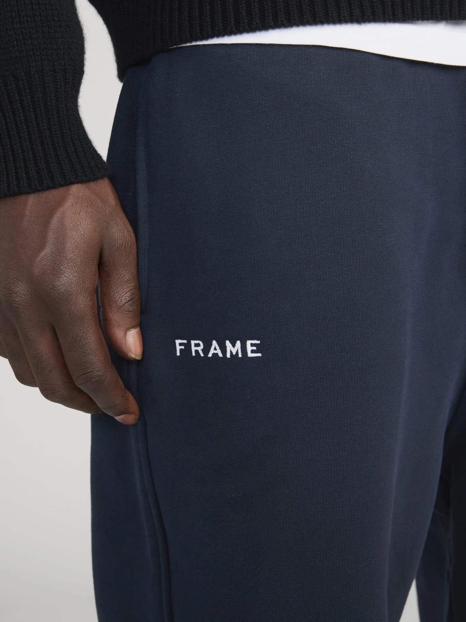 FRAME x Ritz Paris Navy Embroidered Logo Luxury Sweatpants - Essential Cuffed Joggers 6 FRAME x Ritz Paris Navy Embroidered Logo Luxury Sweatpants - Essential Cuffed Joggers - Image 6