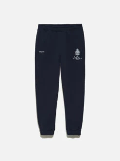 FRAME x Ritz Paris Navy Embroidered Logo Luxury Sweatpants - Essential Cuffed Joggers