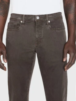 L'Homme Slim Brushed Twill -- Mocha -FRAME Clothing Shop LMH870 MCH 1121 jeans front detail image