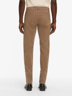 FRAME L'Homme Slim Brushed Twill - Latte Brown Men's Slim Fit Tapered Trousers -FRAME Clothing Shop LMH870 LTBR 0371 jeans back image